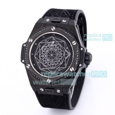 Swiss Copy Hublot Big Bang Sang Bleu II Watch Black Rubber Strap